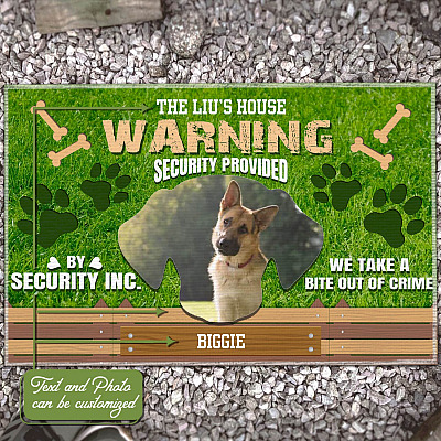 Personalized Photo Welcome To Dog's House Doormat - Funny Warning Security Provided By Pet's Name Doormat