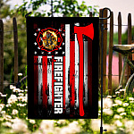 5UT. Red Firefighter-flag Garden Flag Mockup 6