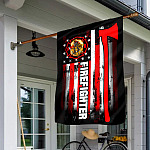 5UT. Red Firefighter-flag House Flag Mockup 1