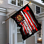 5UT. Red Firefighter-flag House Flag Mockup 6
