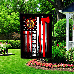5UT. Red Firefighter-flag Garden Flag Mockup 2