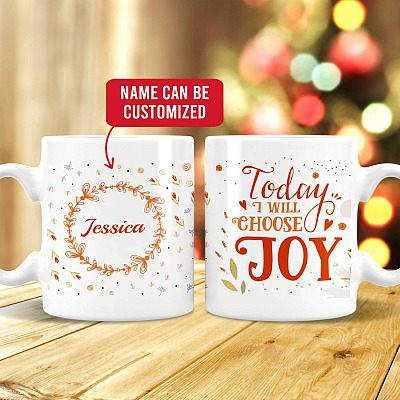 Alternative view of Personalized Today I Will Choose Joy Double-Sided Ceramic Coffee Mug - Beer Stein - Color Changing Mug