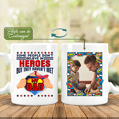 Alternative view of Customized Photo Some People Don't Believe in Heroes Double-Sided Ceramic Coffee Mug - Beer Stein