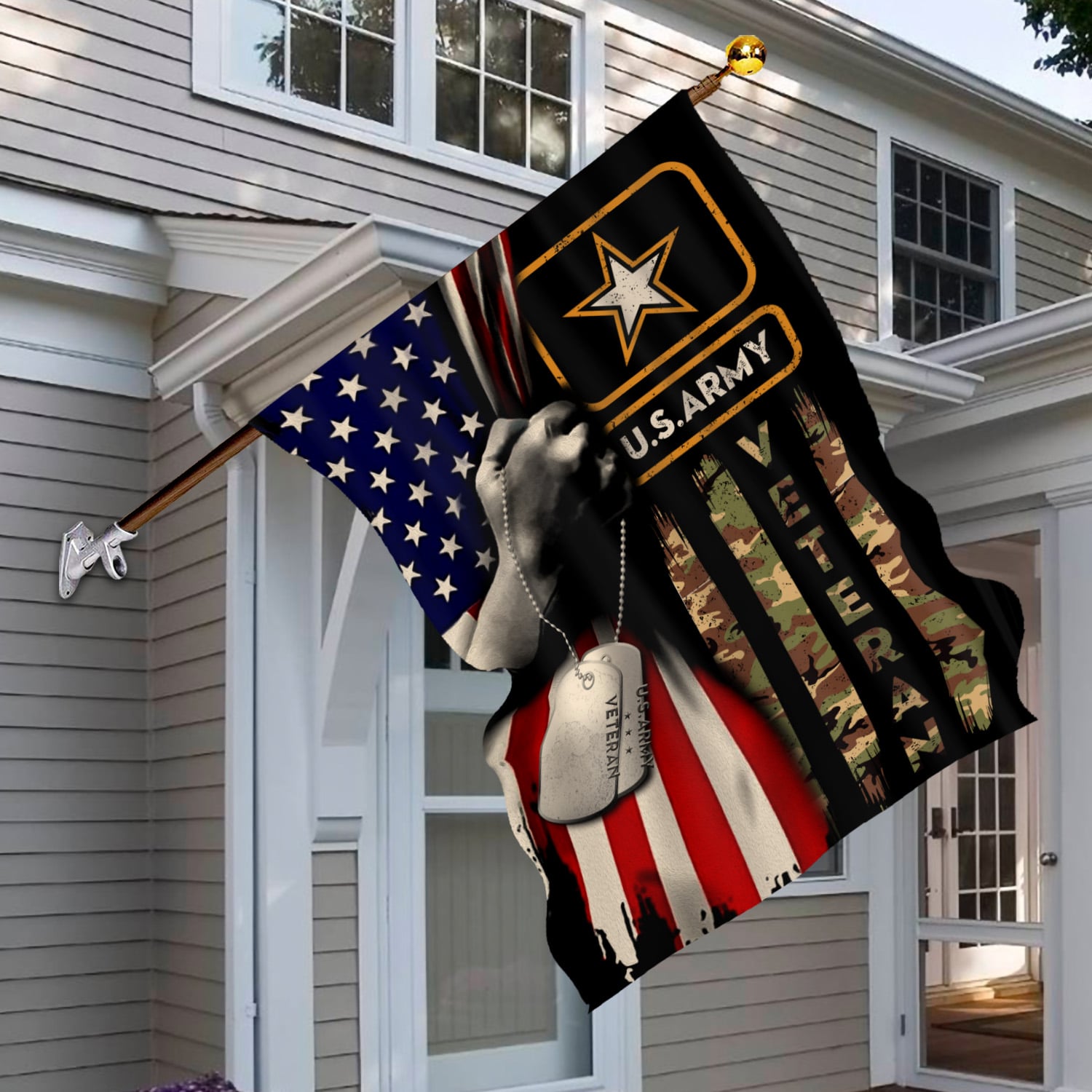 2VT. US Army Veteran Flag House Flag Mockup 6