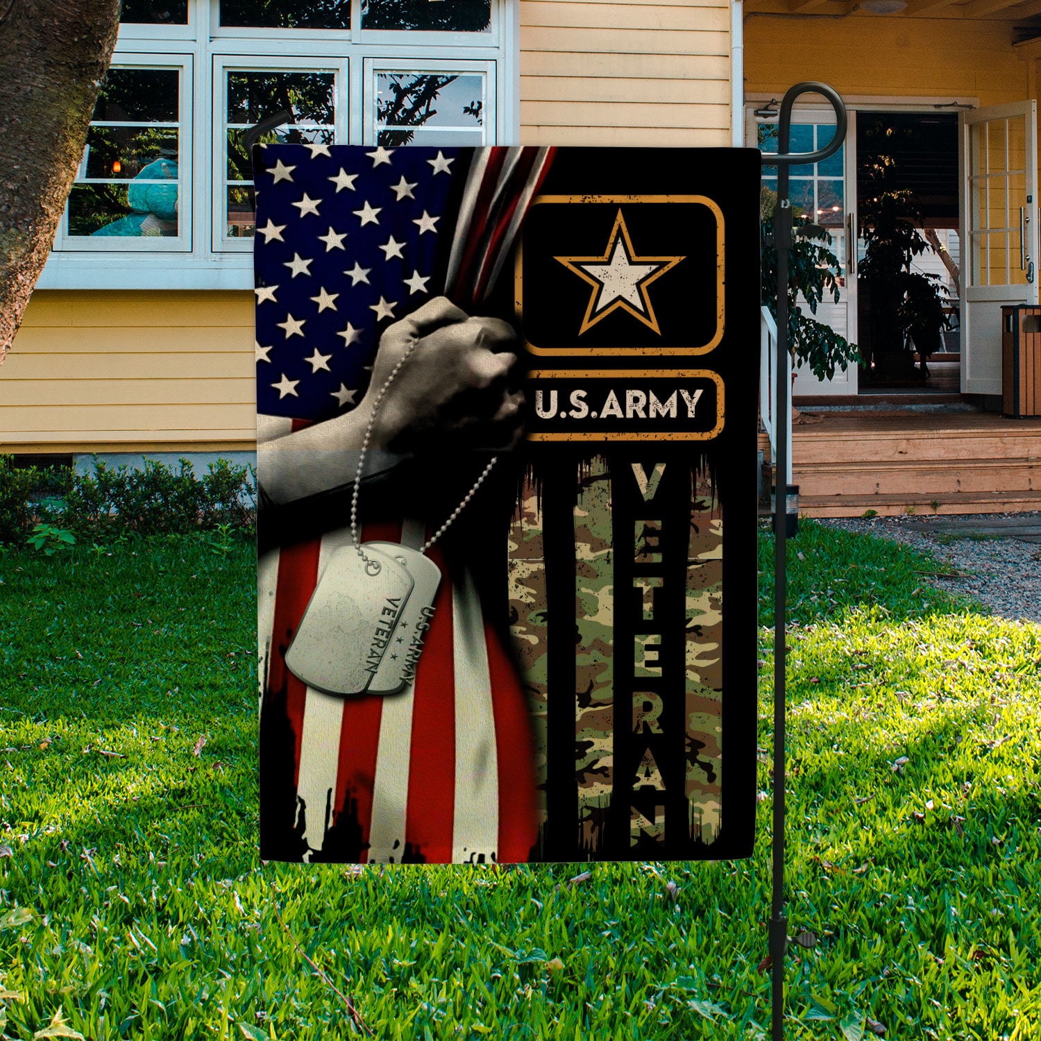 2VT. US Army Veteran Flag Garden Flag Mockup 3