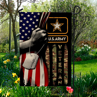 Alternative view of US Army Veteran American Outdoor House Flag - Veteran Home Garden Flag - US Patriot Flag - Patriotic Home Decor