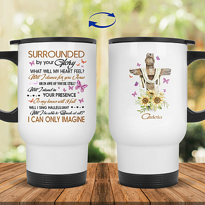 14 oz. White Travel Mug