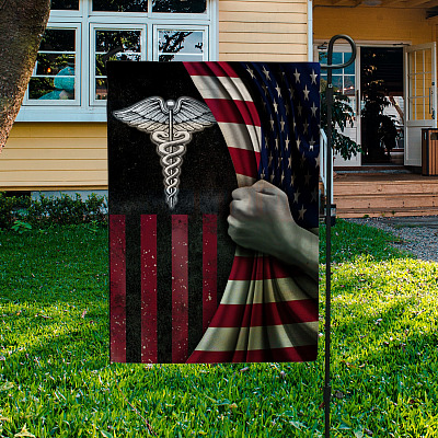 Alternative view of Caduceus Medical Symbol Flag - American Nurse Outdoor Garden Flag - House Flag - Wall Flag - Gift for Nurse