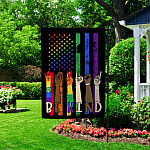 3VT. Be Kind LGBT Flag Garden Flag Mockup 2