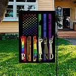 3VT. Be Kind LGBT Flag Garden Flag Mockup 3
