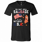 Spell Sausage t, Black, V-Neck T-Shirt Spell Sausage t, Black, V-Neck T-Shirt