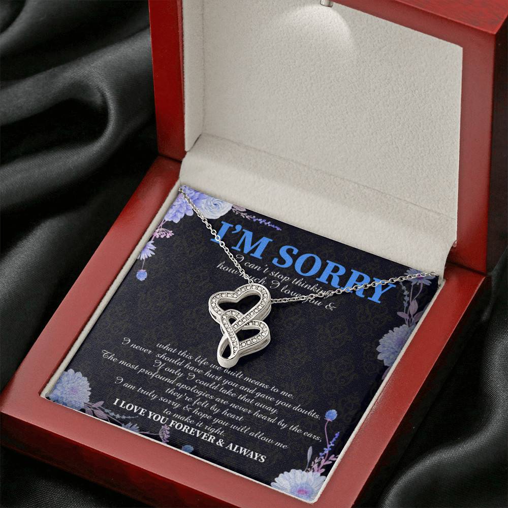 I'm Sorry I Can't Stop Thinking How Much I Love You Double Hearts Necklace - Apology Gifts Sorry Gift for Her