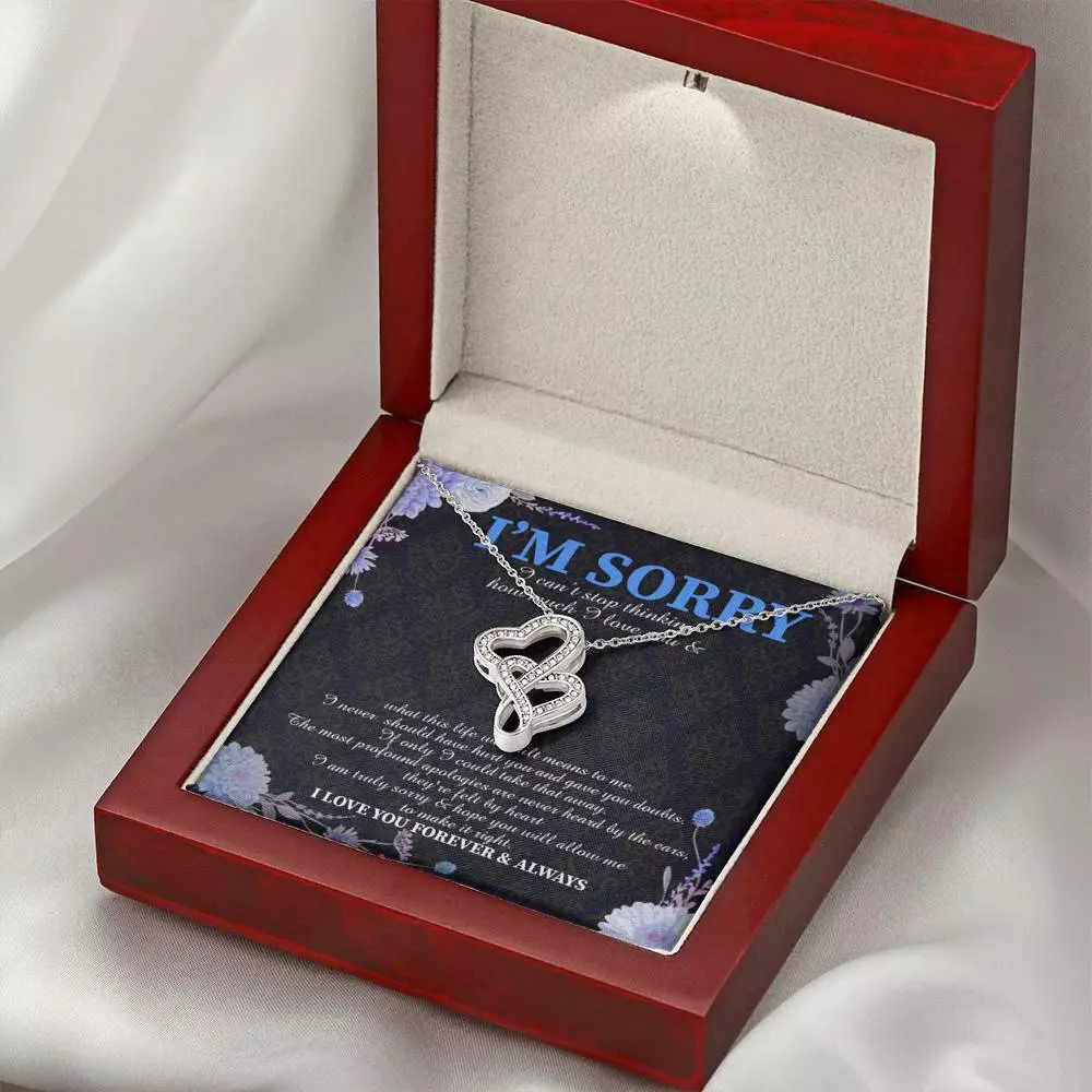I'm Sorry I Can't Stop Thinking How Much I Love You Double Hearts Necklace - Apology Gifts Sorry Gift for Her
