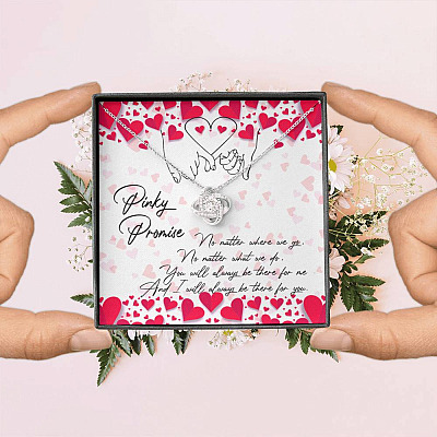 Pinky Promise I Will Always Be There For You Love Knot Necklace - Friendship Distance Gifts