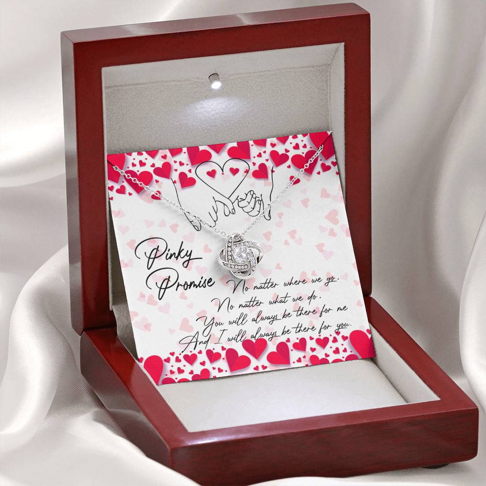 Pinky Promise I Will Always Be There For You Love Knot Necklace - Friendship Distance Gifts