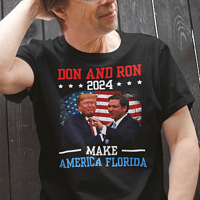 Alternative view of Don and Ron 2024 Make America Florida T-Shirt - Trump DeSantis 2024 Shirt