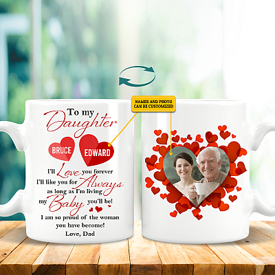 Alternative view of Personalized Photo to My Daughter I'll Love You Forever Like You for Always Ceramic Coffee Mug - Beer Stein
