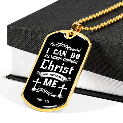 Jesus Christ I Can Do All Things Through Christ Who Strengthens Me Phil 4 13 Faith Dog Tag Pendant Necklace