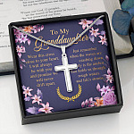 To My Granddaughter Wear This Cross Close to Your Heart I Will Always Be With You Artisan Crafted Cross Necklace