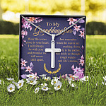 To My Granddaughter Wear This Cross Close to Your Heart I Will Always Be With You Artisan Crafted Cross Necklace