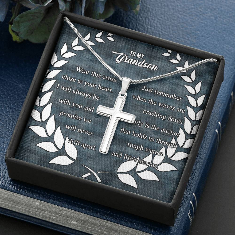 To My Grandson Wear This Cross Close to Your Heart I Will Always Be With You Artisan Crafted Cross Necklace To My Grandson Wear This Cross Close to Your Heart I Will Always Be With You Artisan Crafted Cross Necklace
