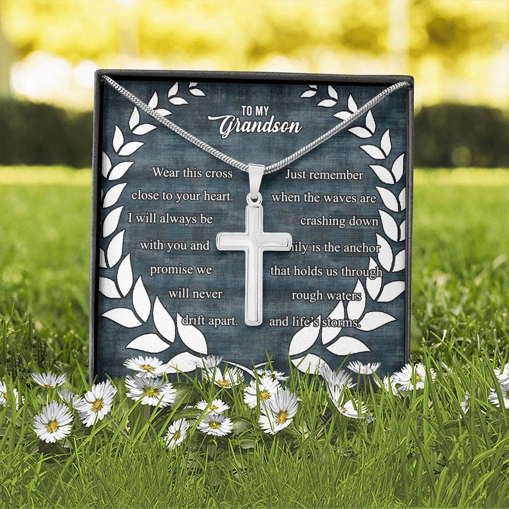 To My Grandson Wear This Cross Close to Your Heart I Will Always Be With You Artisan Crafted Cross Necklace To My Grandson Wear This Cross Close to Your Heart I Will Always Be With You Artisan Crafted Cross Necklace