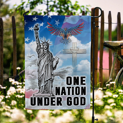 Alternative view of Patriotic Garden Flag One Nation Under God 4th of July Flag Outdoor Decorative Garden Flag - House Flag