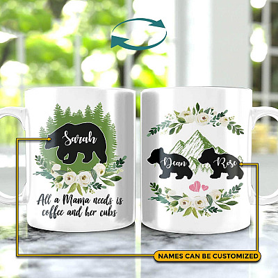 Alternative view of Personalized All A Mama Needs Is Coffee And Her Cubs Ceramic Coffee Mug - Gift Ideas For Mom