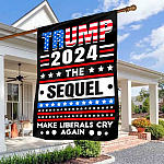 52 HG UU TIEN. Trump 2024 The Sequel Flag (6) House Flag Mockup 3