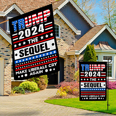 Alternative view of Trump 2024 The Sequel Make Liberals Cry Again Garden Flag - Trump Still My President House Flag - Wall Flag