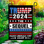 52 HG UU TIEN. Trump 2024 The Sequel Flag (6) Garden Flag Mockup 1