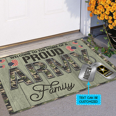 Personalized Customized Welcome To A Home Of A Proud Army Family - Army Family Outdoor Decorative Doormat