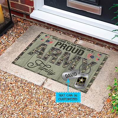 Alternative view of Personalized Customized Welcome To A Home Of A Proud Army Family - Army Family Outdoor Decorative Doormat