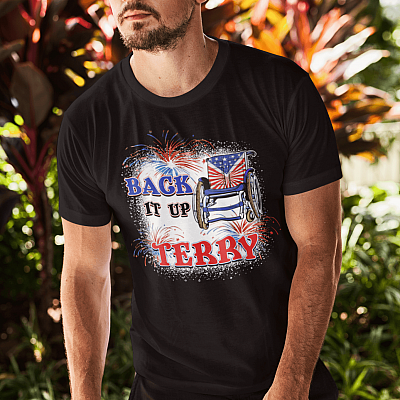 Alternative view of Back It Up Terry 4th Of July Firework American T-Shirt - Back It Up Terry T-Shirt