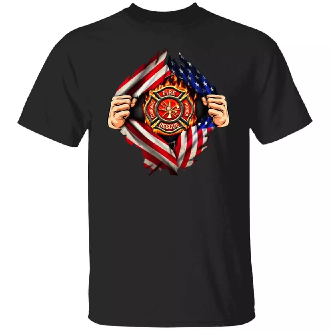 American Firefighter Profession T-Shi, Black, Unisex T-Shirt