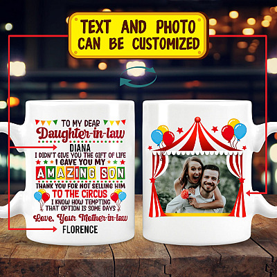 Personalized Photo To My Dearest Daughter In Law From Mother In Law Ceramic Coffee Mug - Water Bottle