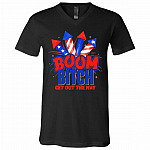boom bitch, Black, V-Neck T-Shirt