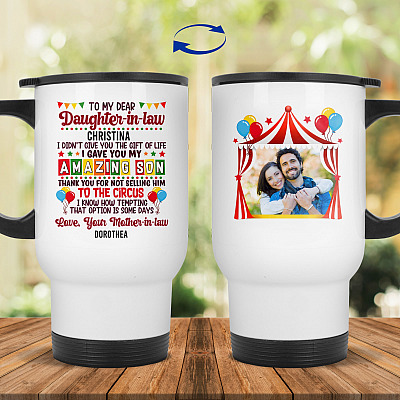 14 oz. White Travel Mug