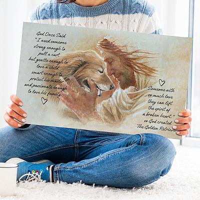 Golden Retriever God Once Said I Need Someone Strong Enough to Pull a Cart Canvas - Unframed Poster