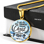 Jesus Christ I Can Do All Things Through Christ Who Strengthens Me Phil 4 13 Faith Circle Necklace - Bangle