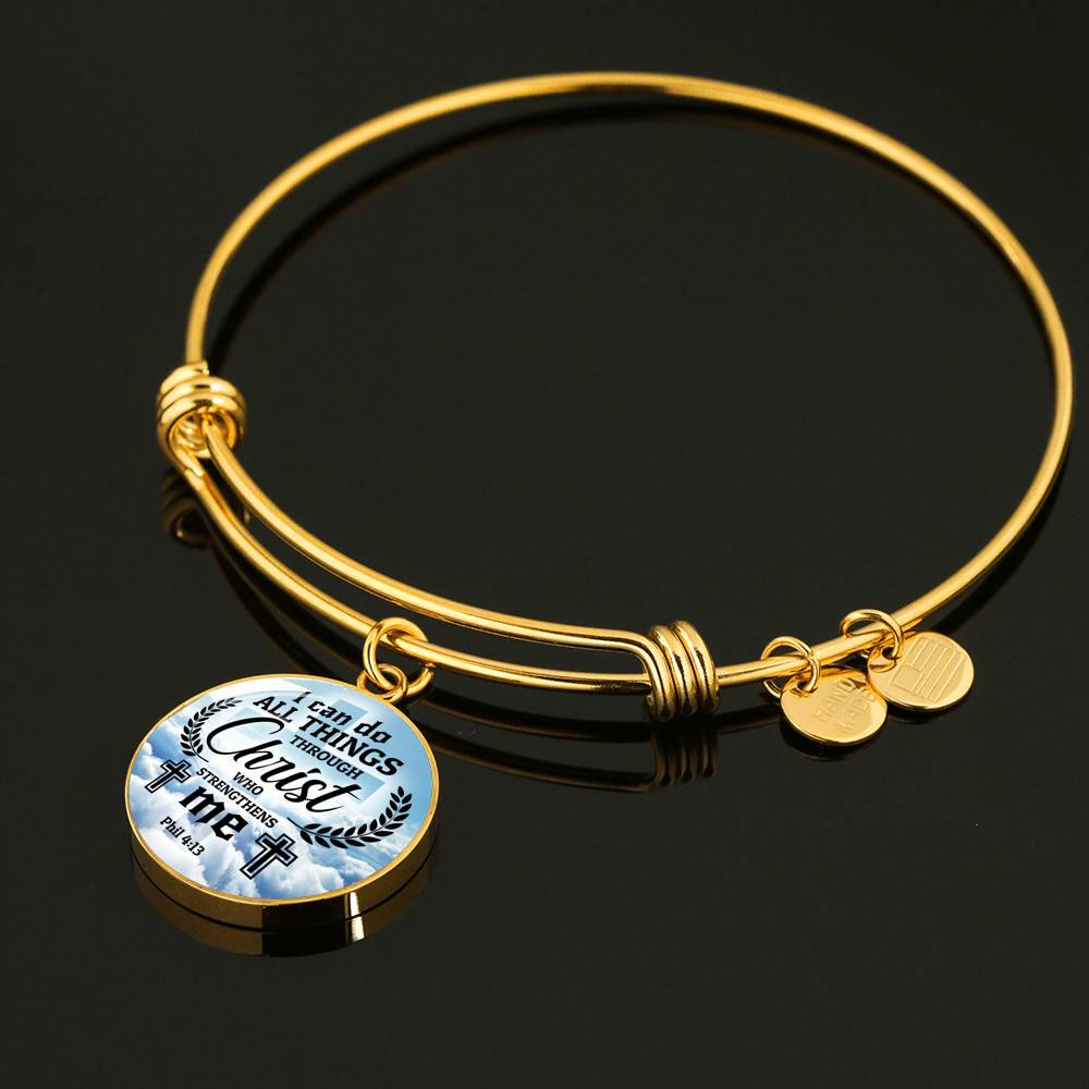 Jesus Christ I Can Do All Things Through Christ Who Strengthens Me Phil 4 13 Faith Circle Necklace - Bangle