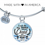Jesus Christ I Can Do All Things Through Christ Who Strengthens Me Phil 4 13 Faith Circle Necklace - Bangle