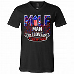 MILF Fireworks t, Black, V-Neck T-Shirt