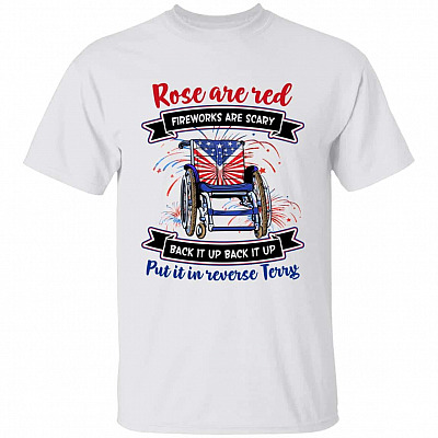 Roses Are Red Fireworks, White, Unisex T-Shirt