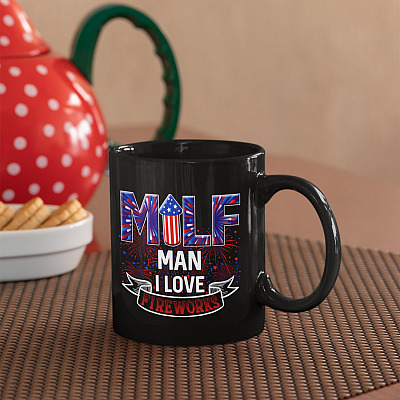 Alternative view of Milf Man I Love Fireworks Funny American Patriotic 4th of July Coffee Mug - Beer Stein - Water Bottle