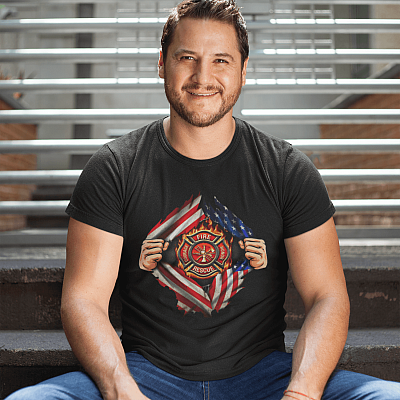 Alternative view of American Firefighter Profession T-Shirt - Gift for Firefighter