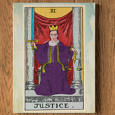 RBG Ruth Bader Ginsburg Justice Card Style Wrapped Framed Canvas Prints - Unframed Poster - Home Decor Wall Art