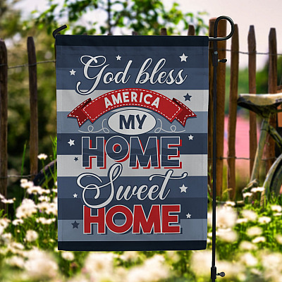 Alternative view of God Bless America Home Sweet Home Outdoor Garden Flag - 4th Of July House Flag - Memorial Day Wall Flag