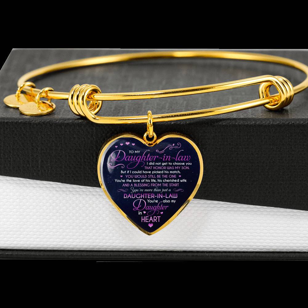 To My Daughter In Law You're Also My Daughter In Heart Heart Pendant Necklace-Bangle