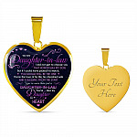 To My Daughter In Law You're Also My Daughter In Heart Heart Pendant Necklace-Bangle